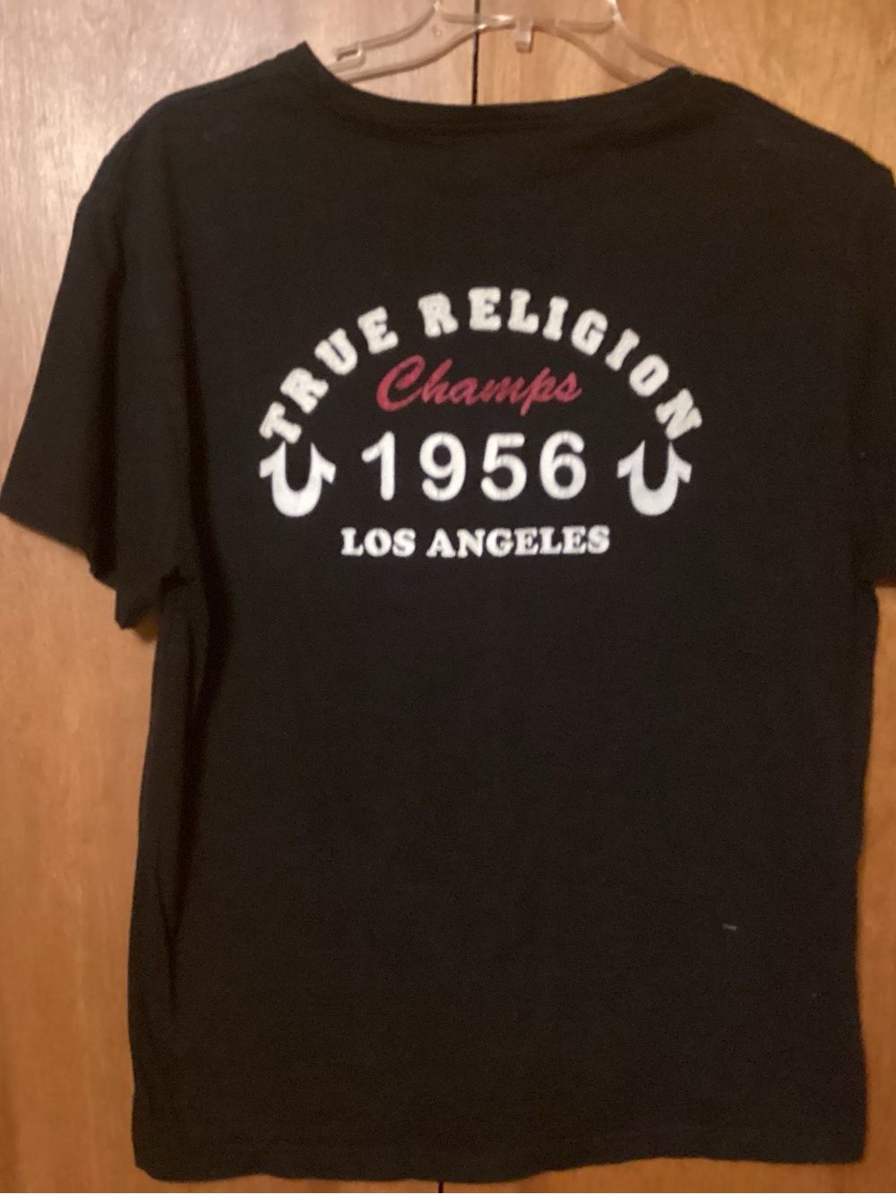 Champs True Religion Black Tee with White & Red Graphic